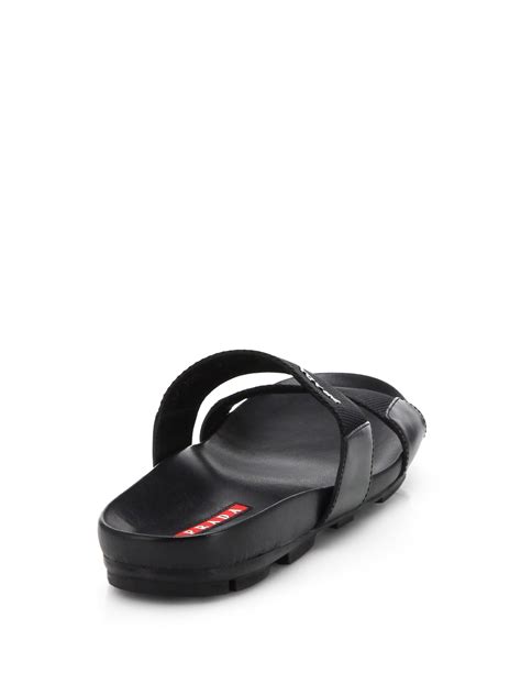 prada nylon slide sandals|sandal prada original.